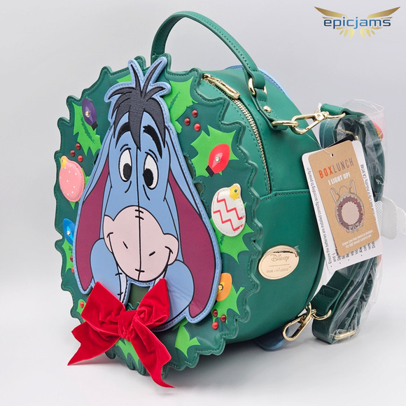 Disney Winnie the Pooh Eeyore Holiday Wreath Convertible Light-Up Backpack Bag - Picture 3 of 3